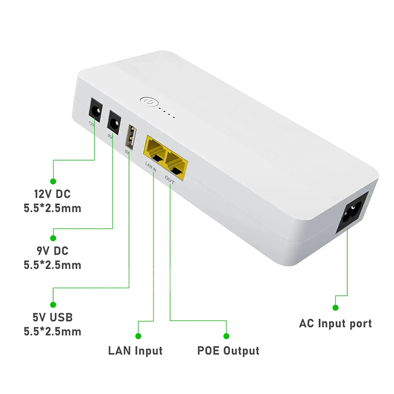 Джерело безперебійного живлення MINI UPS WGP POE04 8000mAh USB/DC:9V+12V/LAN IN/OUT (Білий) (48396) large popup